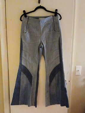 Free People Colorblock Denim Flare Jeans